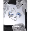 Blue crescent-shaped earrings with a light luxury, niche and high-end feel, exaggerated earrings, unique seaside vacation style, silver needle earrings for women Application Scenario